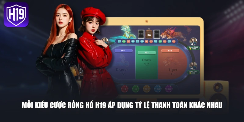 Mỗi kiểu cược rồng hổ H19 áp dụng tỷ lệ thanh toán khác nhau